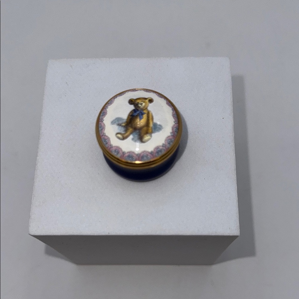 Halcyon Days Enamel Trinket Box Original Teddy Bear 1903